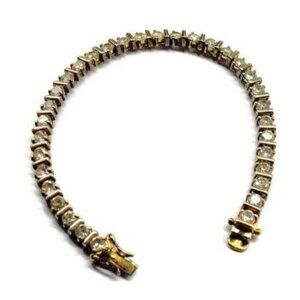 7" Tennis Bracelet Gold Plated 925 Sterling Silver Simulated Cubic Zirconia